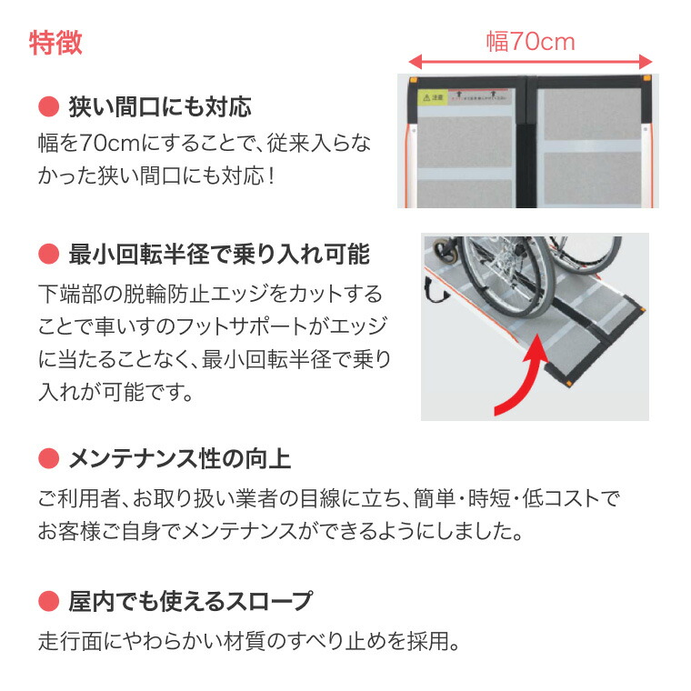 楽天市場】スロープ 車椅子 ケアスロープ 幅70cm×長さ65cm CS65 ケア