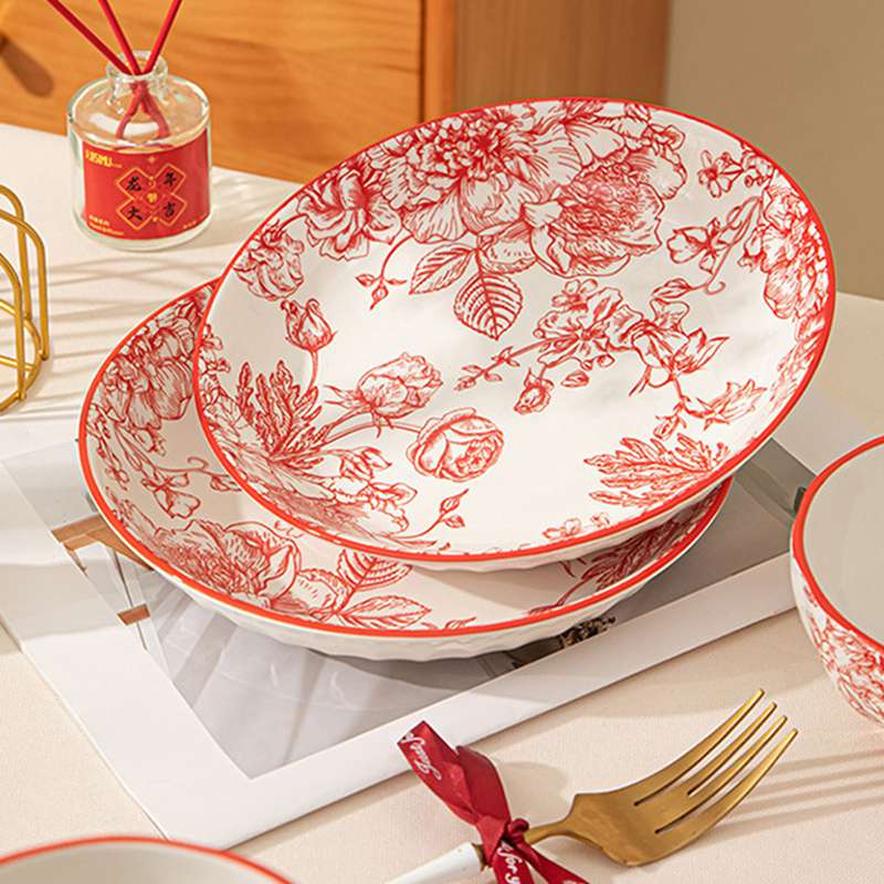 楽天市場】食器 赤薔薇 碗皿セット 小花柄 ギフトボックス付き 白赤