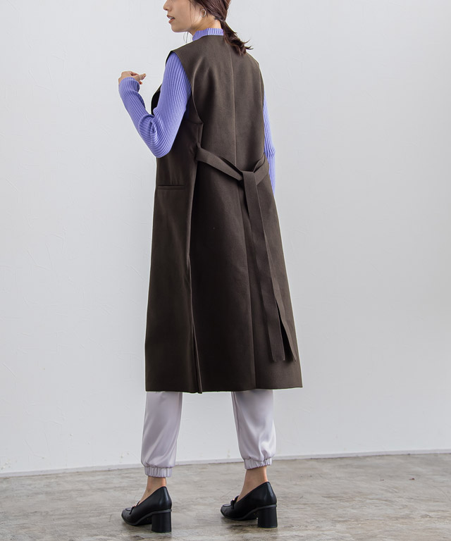 楽天市場】【返品交換不可】ダブルフェイスベルト付きロングジレ