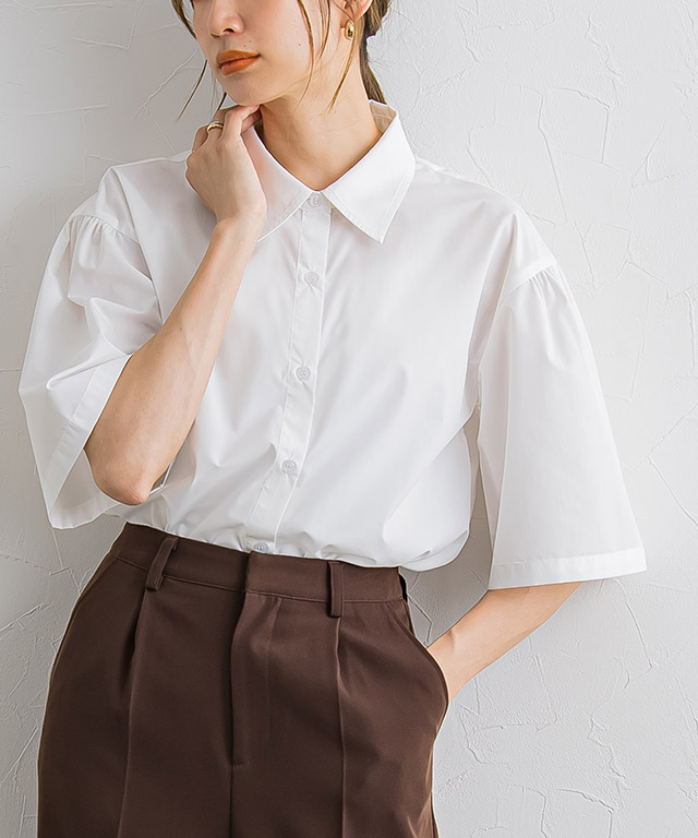 楽天市場】≪アウトレット≫【返品不可】襟付きフレアスリーブシャツ