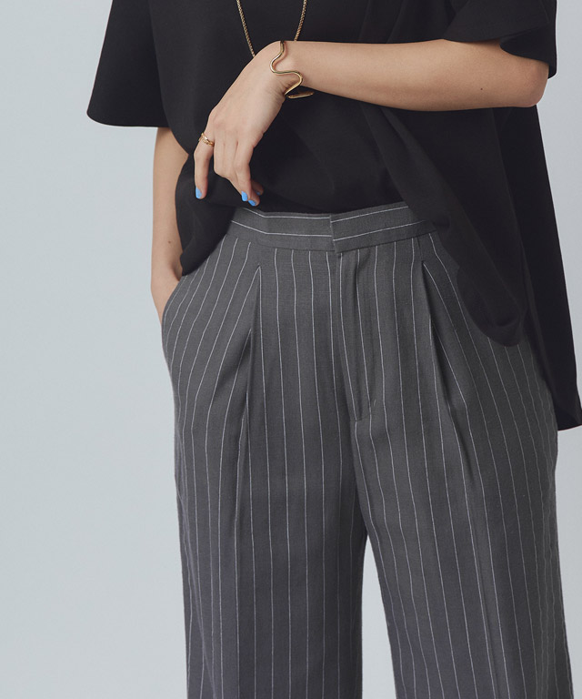 楽天市場】[RASW]リネン混ストライプストレートパンツ ☆ パンツ