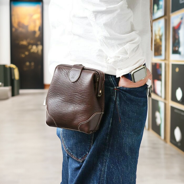 楽天市場】ベルトポーチ がま口 革 本革 メンズ レディース スマホ