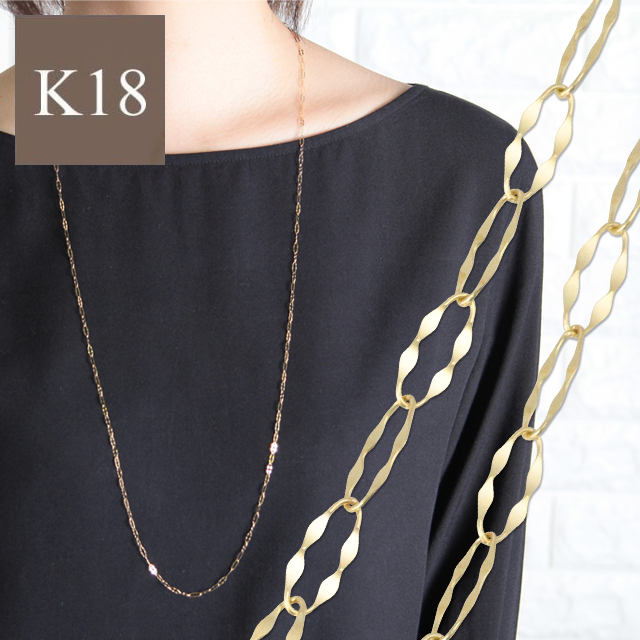 楽天市場】ロングネックレス k18 18k 18金 レディース チェーン