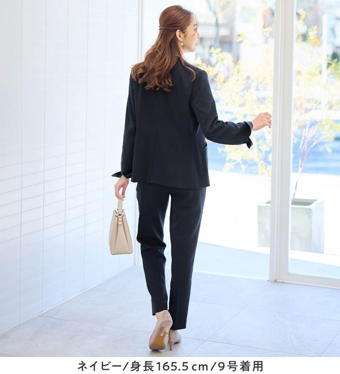 楽天市場】【2点セット】洗える多機能ノーカラージャケットスーツ