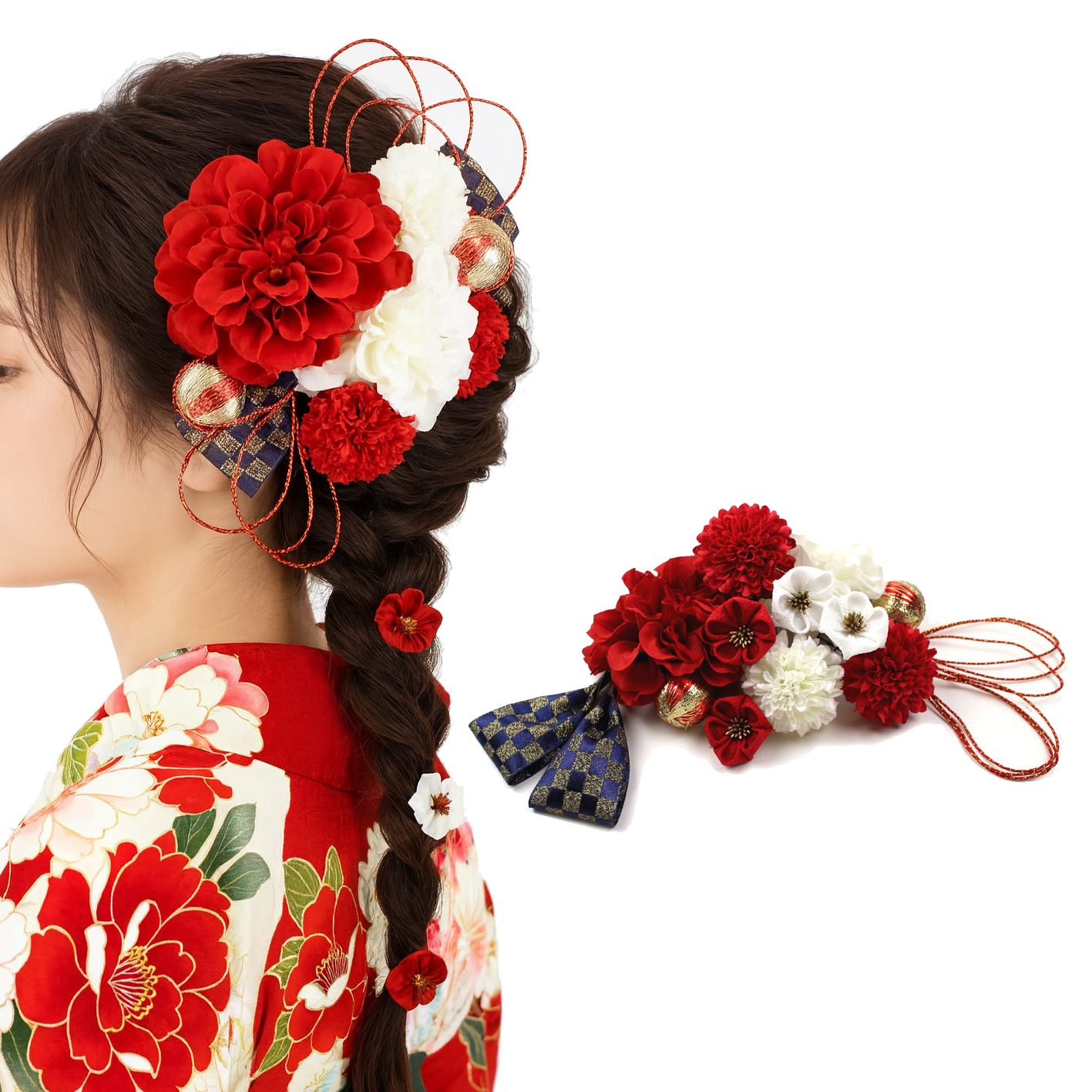 楽天市場】髪飾り 成人式 結婚式 和装 つまみ細工 ダリア 15点セット