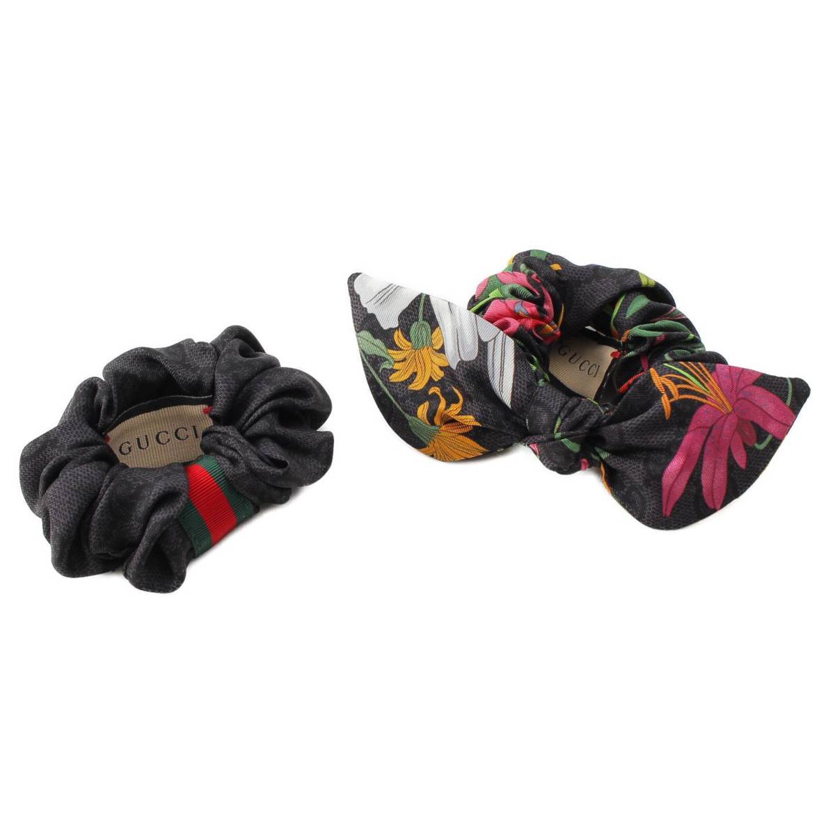 楽天市場】【グッチ】Gucci 24年 シルク シュシュ ヘアゴム 2点セット