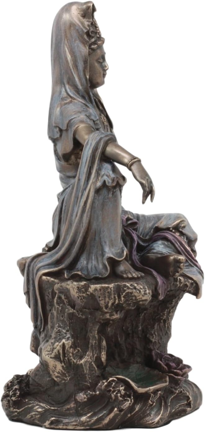 楽天市場】水月観音菩薩ブロンズ風仕上げ彫像高さ約17.8cm不滅の慈悲