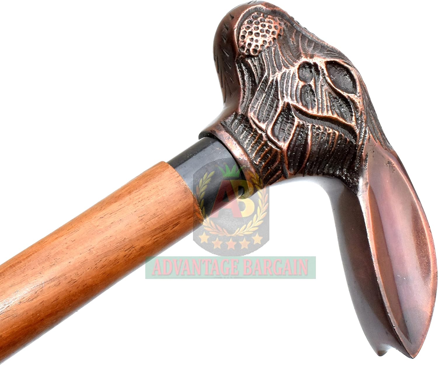 楽天市場】アンティークラビットウサギハンドル レッド天然木ステッキ