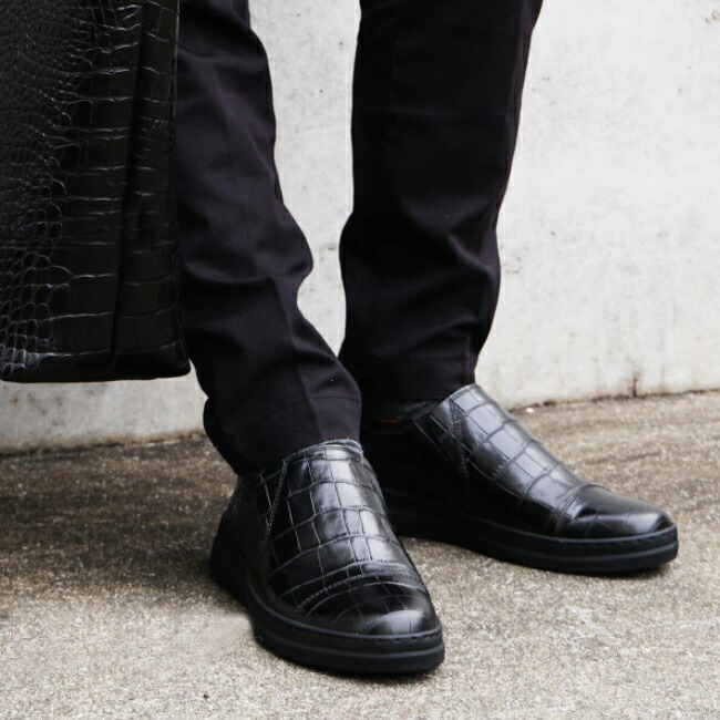 楽天市場】クロコダイル・エンボスレザー サイドゴア・スリッポン