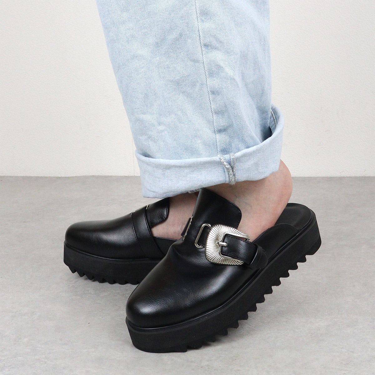 楽天市場】サンダル メンズ 厚底 サボサンダル 黒 おしゃれ レザー