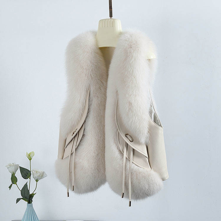 楽天市場】新作 柔らかいラムレザー＆フォックスファーベスト ショート