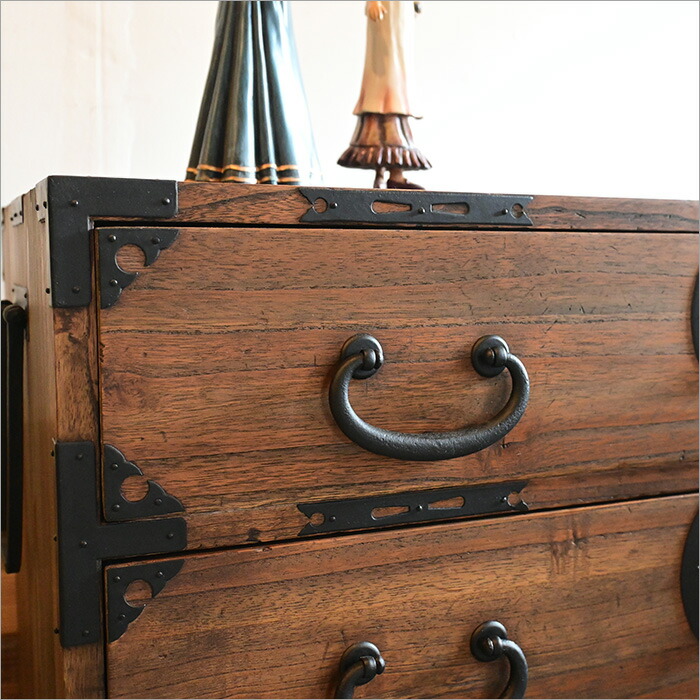 楽天市場】昭和初期 和箪笥リメイク 三段チェスト 幅83cm｜無垢材×鉄