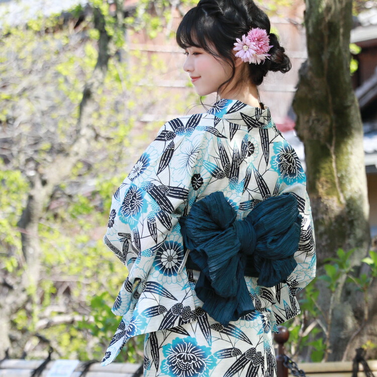 楽天市場】浴衣 セット レトロ 高級綿絽浴衣3点セット「オフホワイト地