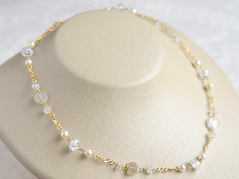 楽天市場】ネックレス 淡水 パール 真珠 水晶 クォーツ ルチルクォーツ