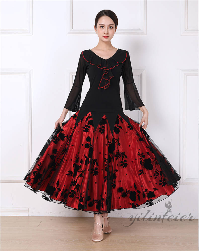 楽天市場】2点セット 3色あり 社交ダンス衣装 フリル トップス