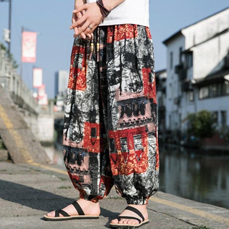 楽天市場】アラジンパンツ メンズ タイパンツ 象柄パンツ サルエル