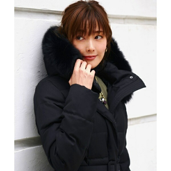 楽天市場】【静電気防止】ベルト付きフォックスファーダウンコート