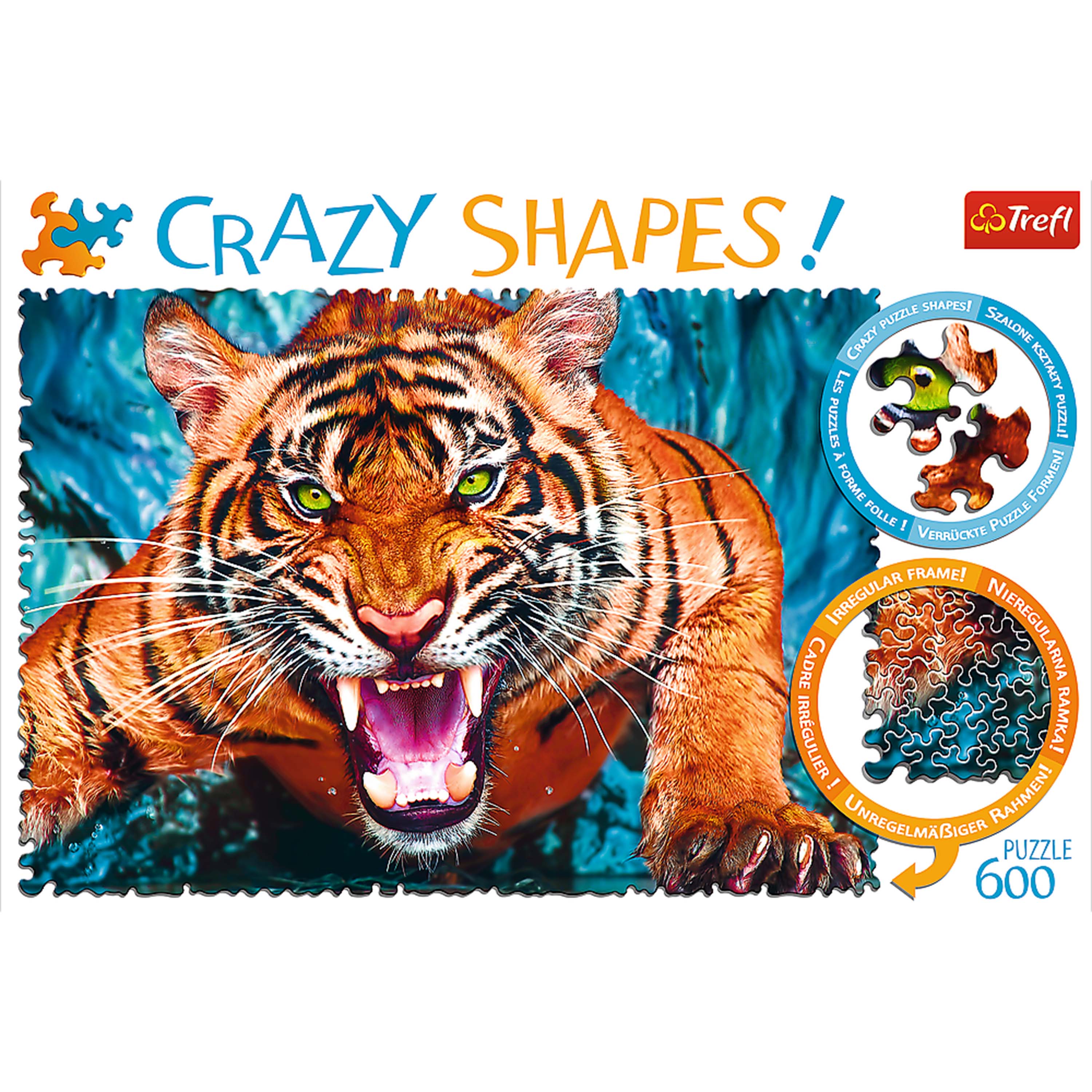 Trefl Red 600 Piece Crazy Shapes - Facing a tiger – Trefl USA