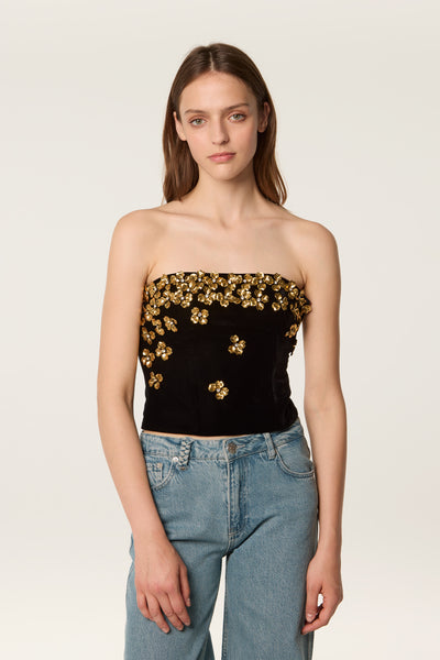Bustier decorated with golden flowers