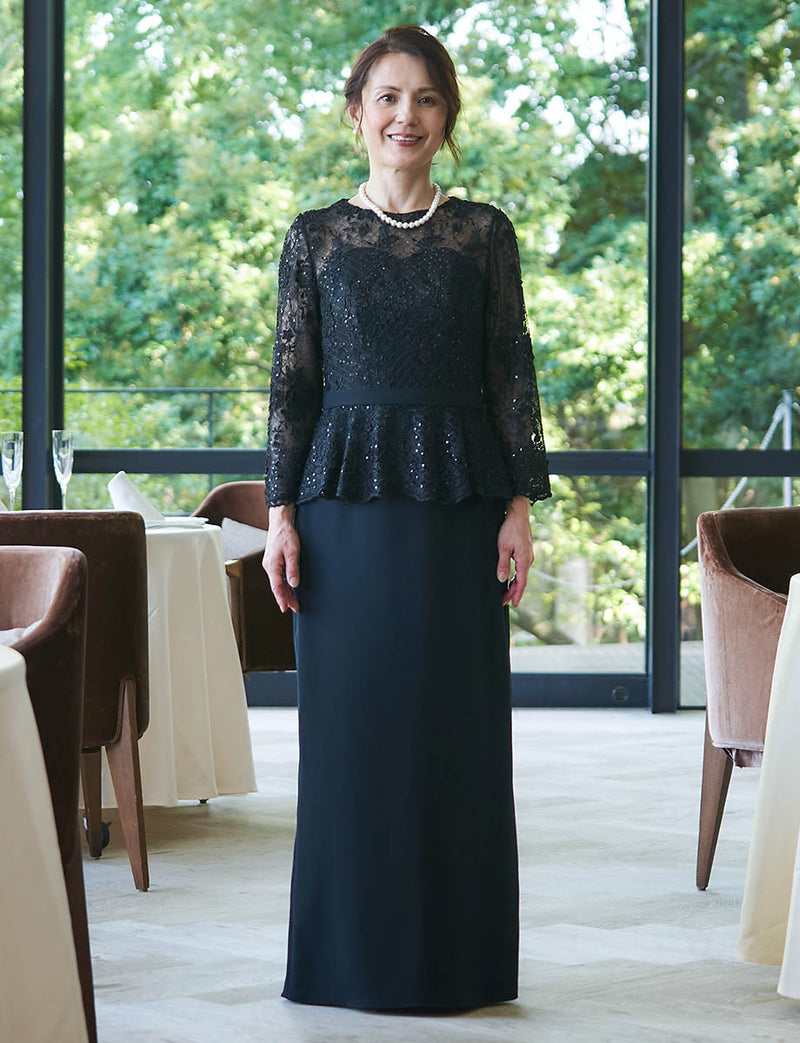 母親向け結婚式ドレス】シンプルで美しいロングドレス｜TWEED DRESS