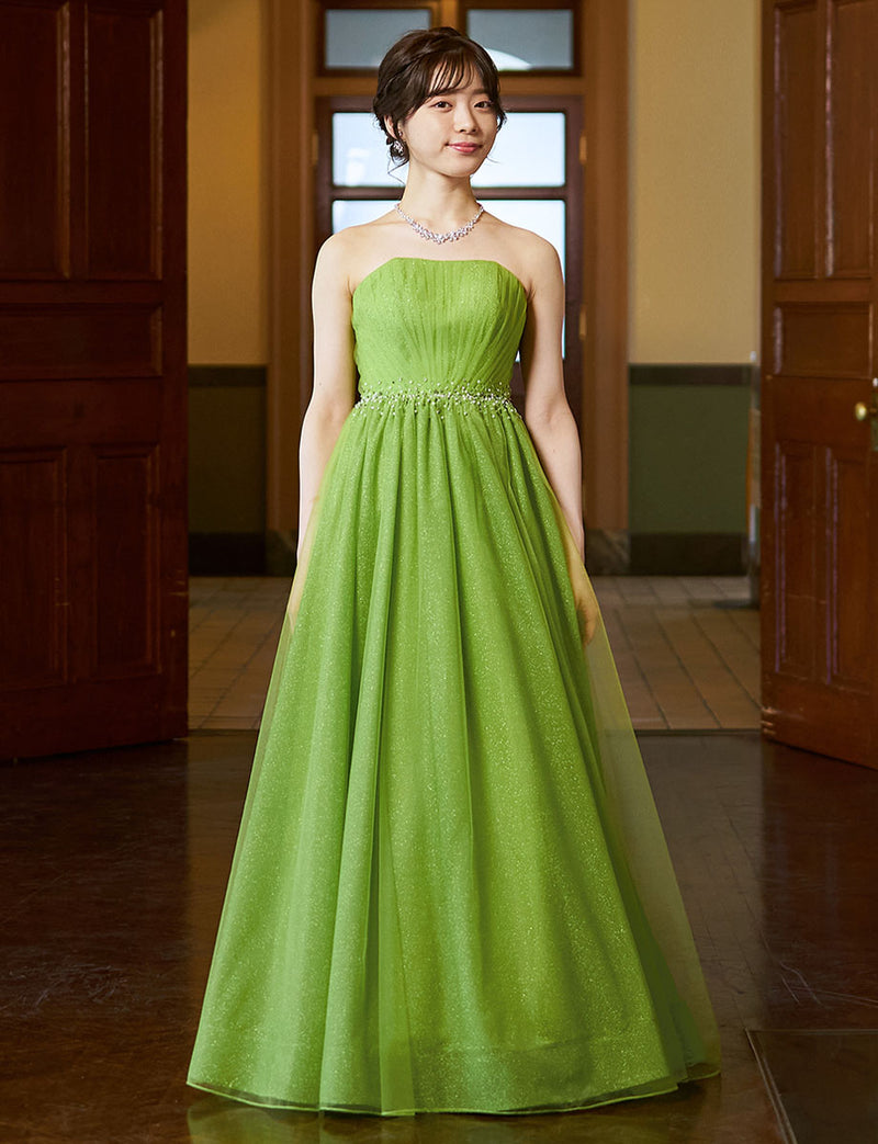 演奏会ドレス・ステージドレスにお薦めリーフグリーンロングドレス