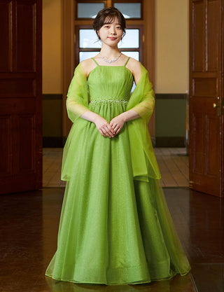 演奏会ドレス・ステージドレスにお薦めリーフグリーンロングドレス