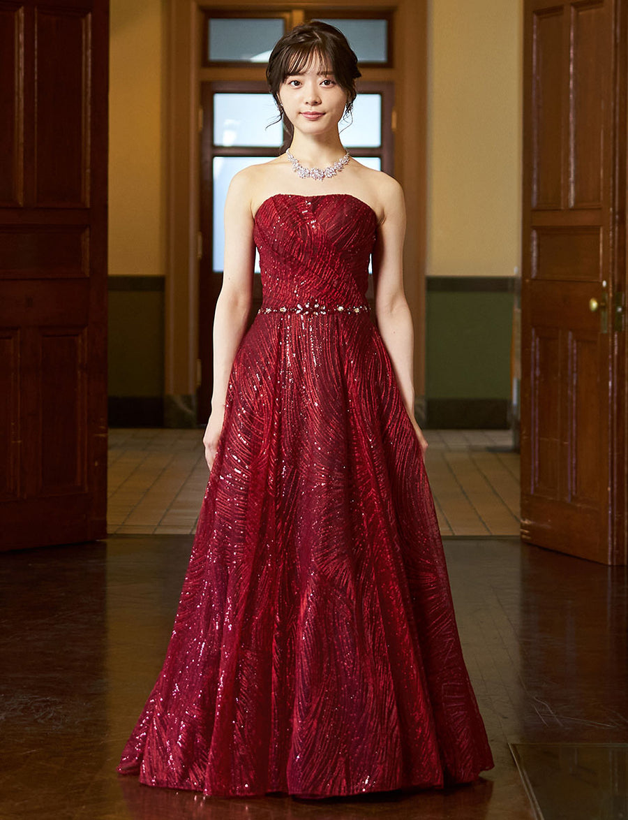 演奏会ドレス・ステージドレスにお薦めワインレッドロングドレス｜Fine