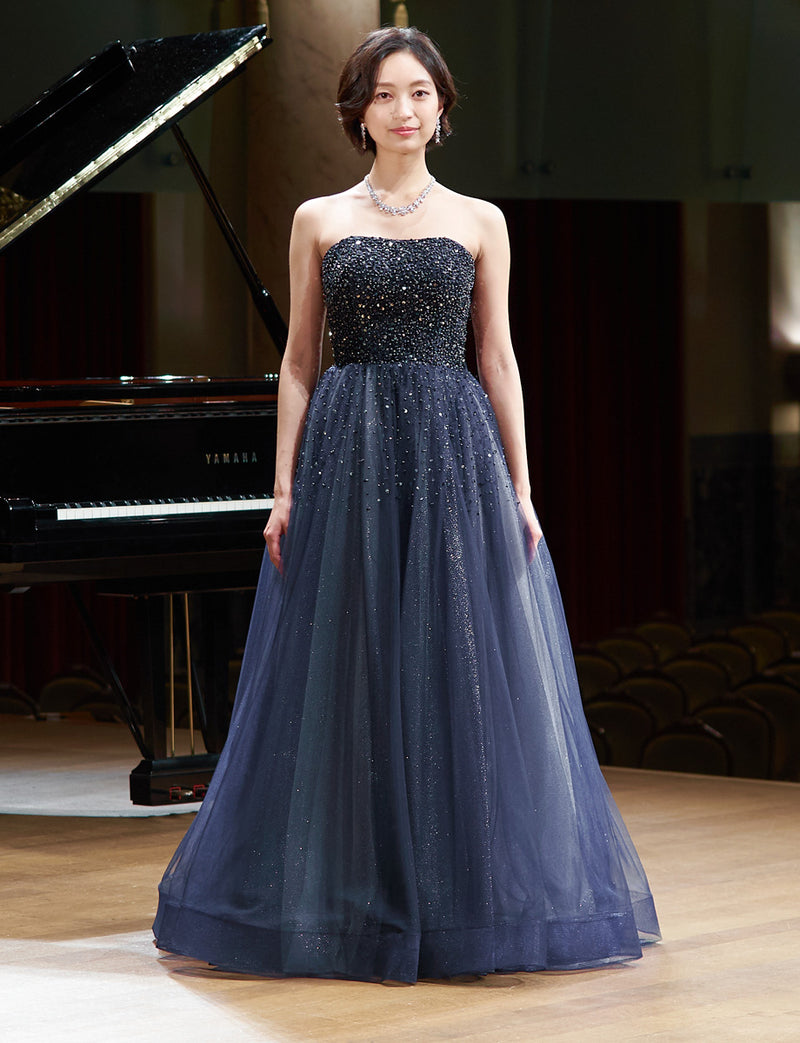 ダークネイビー ステージドレス・演奏会ドレスにお薦めロングドレス