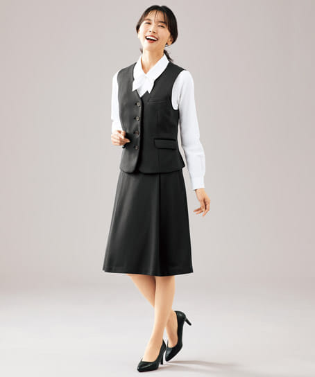 全2色】ソフトプリーツスカート（後ろゴム・ニット） FS46042 | 事務服