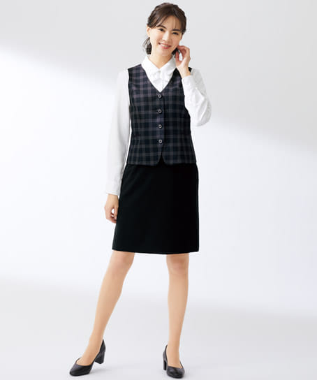 全2色】チェック柄ベスト（抗ウイルス×抗菌防臭加工） FV36463 | 事務