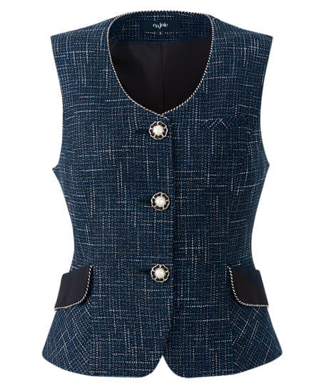 全1色】ベスト（コスモツイード/エコ素材・名札ポケット付） 12040