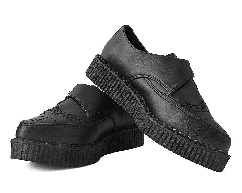 Black TUKskin Vegan Wingtip Buckle Pointed Creeper Shoe – T.U.K.