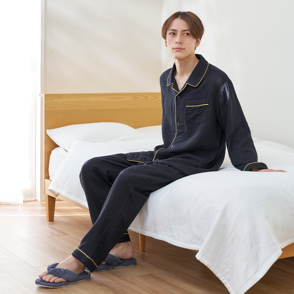 2026年春夏新色追加】マシュマロガーゼパイピングメンズパジャマ