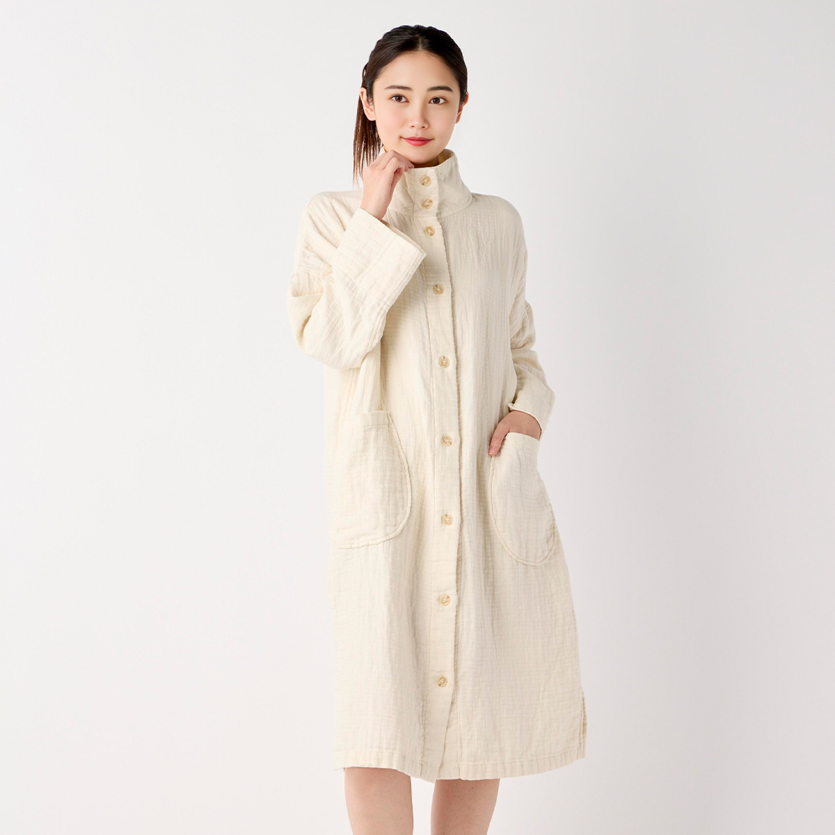 再値下げ】マシュマロワッフルガーゼライトコートワンピース（RWF23179