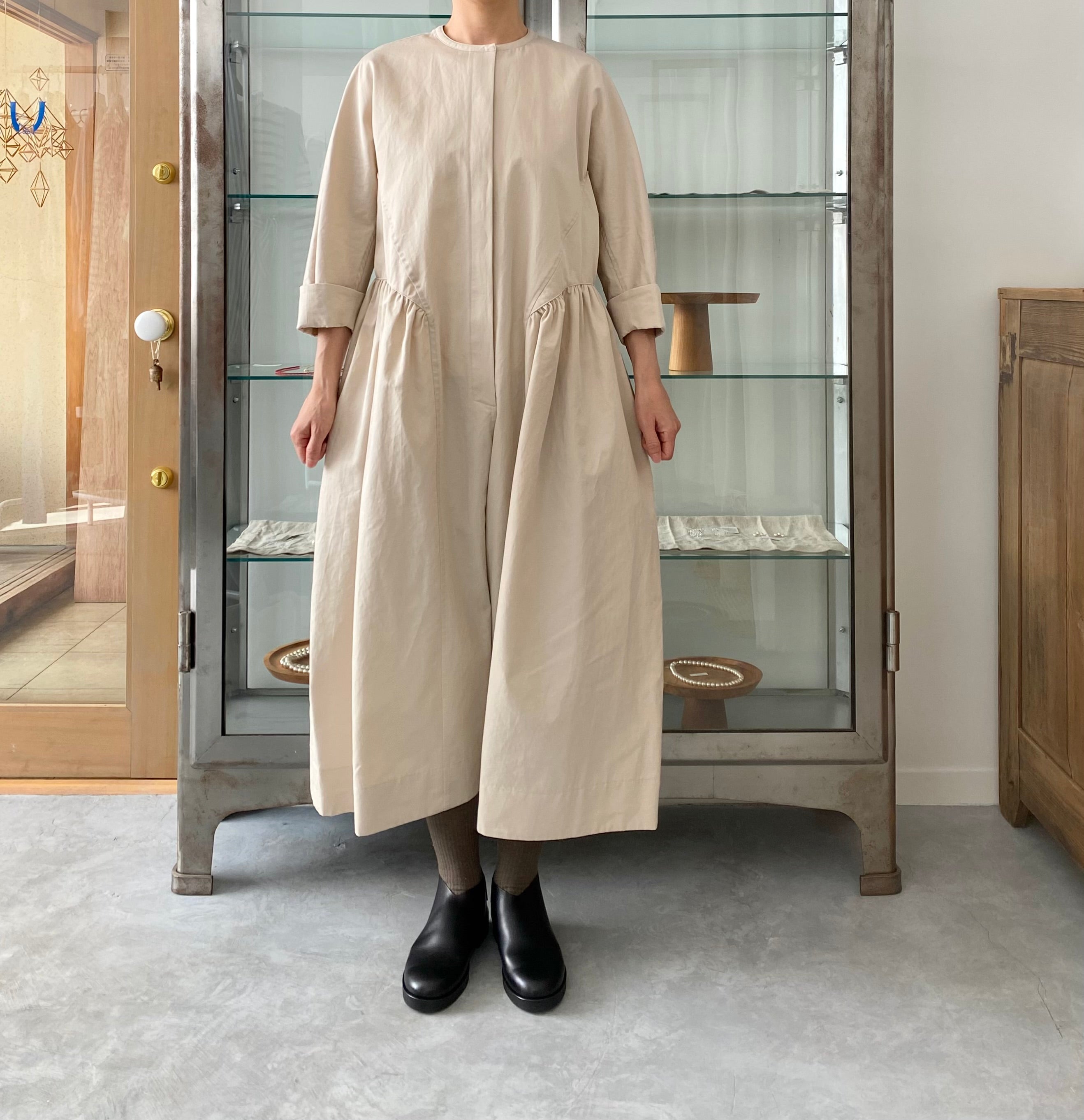 Side gather all-in-one （Cotton / Pink beige ) TENNE HANDCRAFTED