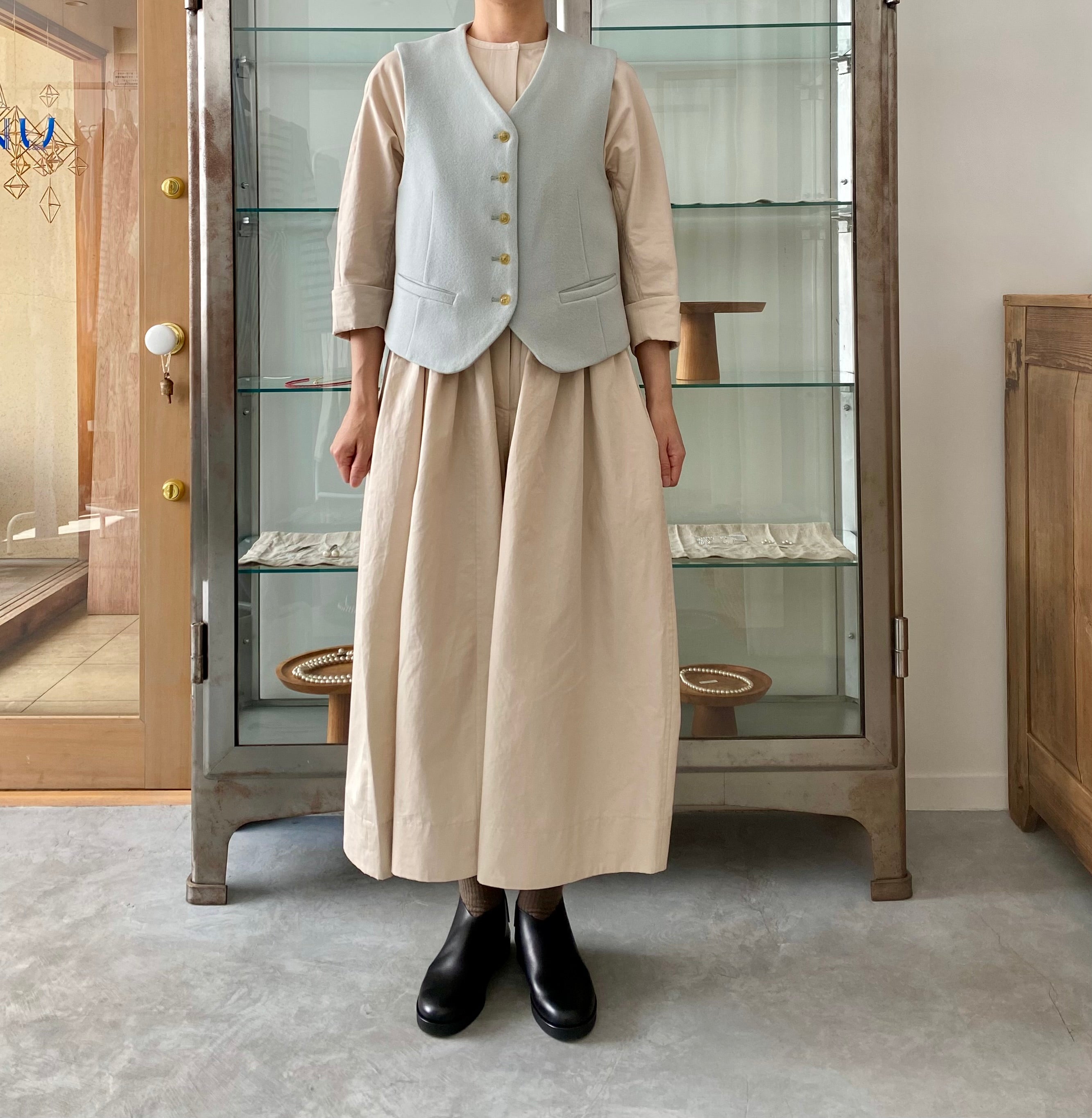 Side gather all-in-one （Cotton / Pink beige ) TENNE HANDCRAFTED