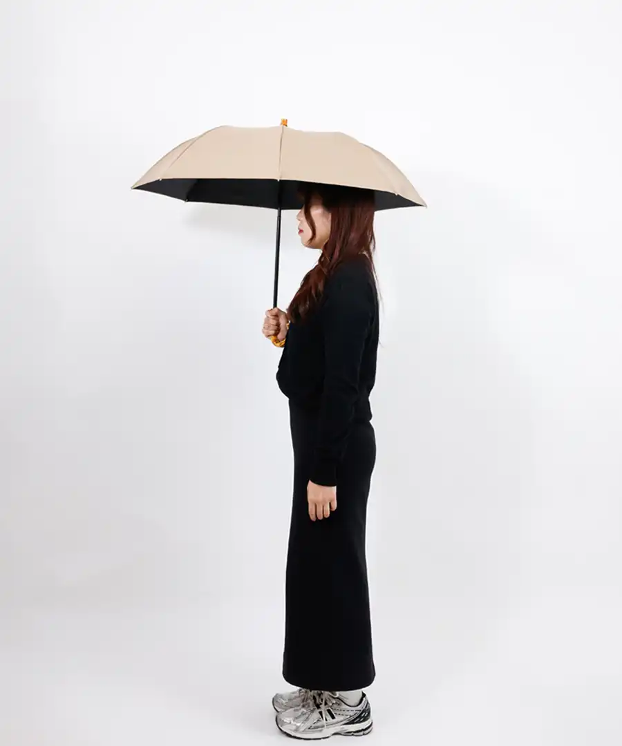 完全遮光100% 2段EASY 折りたたみ日傘/ストライプ(50cm)