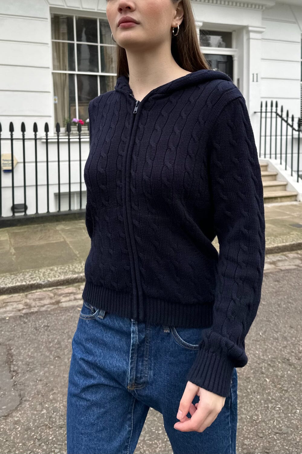 Ayla Cable Knit Zip-Up Sweater – Brandy Melville