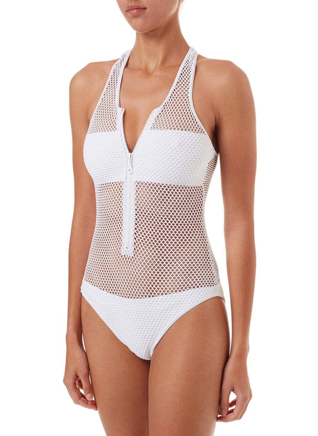 Zuma White Sports Zip Up Racerback One Piece Swimsuit | Official