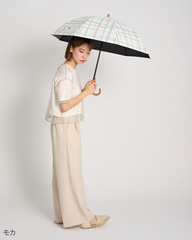 2段折 / 格子 | 完全遮光日傘｜サンバリア100