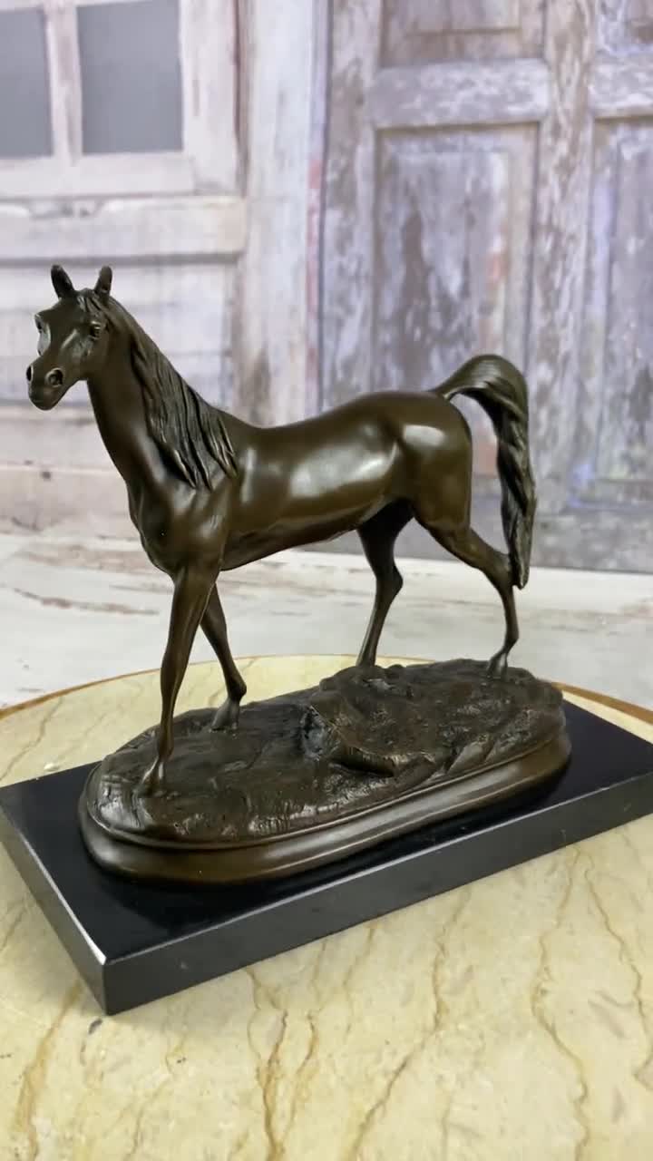ヴィンテージアラビア馬ブロンズ彫刻：大理石ベースホーム