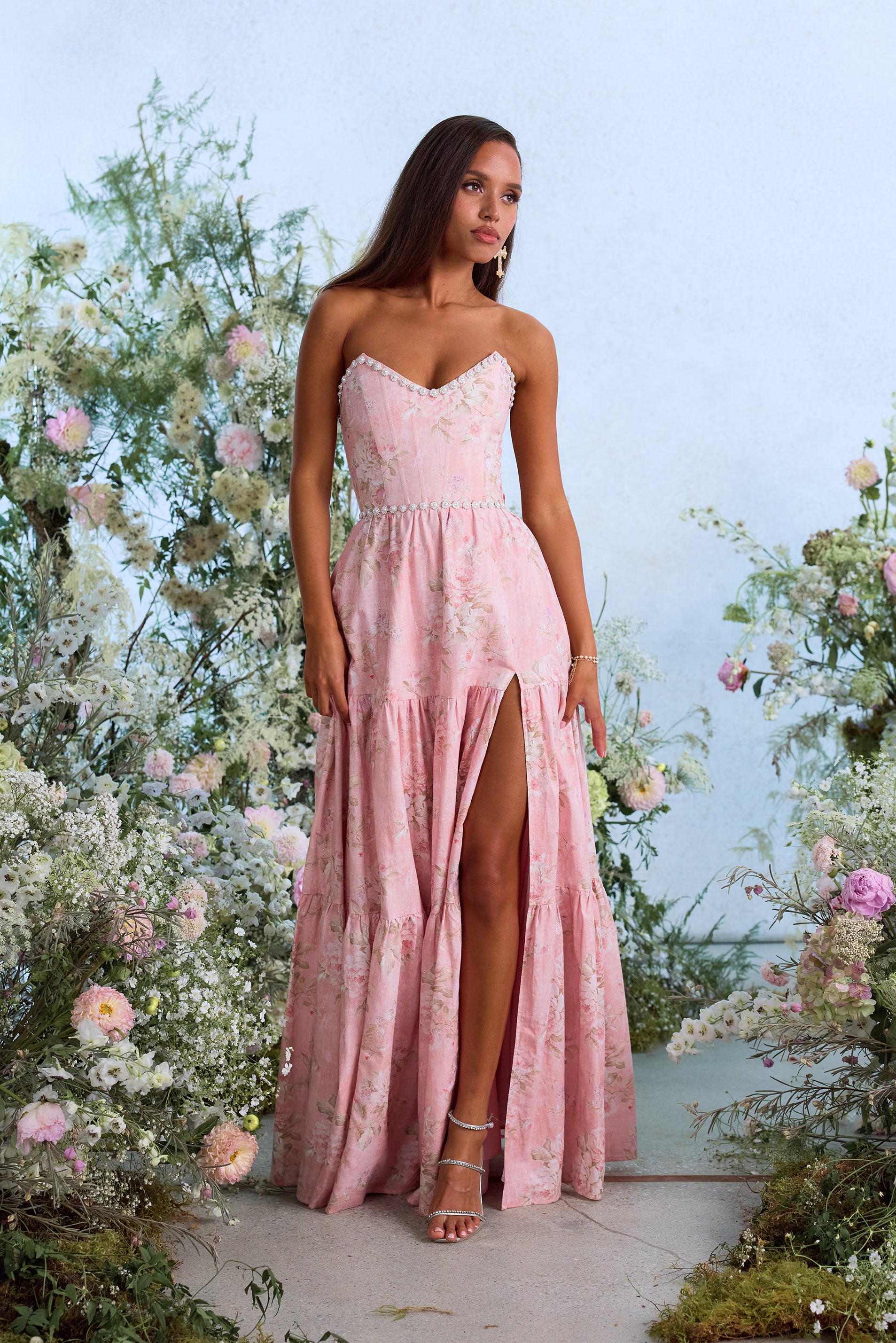 The Vivian Dress in Light Pink Tapestry Rose – V. Chapman