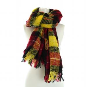 ヨウジヤマモト マフラー ストール チェック柄 ウール 赤 レッド 黄色