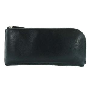 ジルサンダー 長財布 L字ファスナー 型押し レザー 黒 シルバー金具