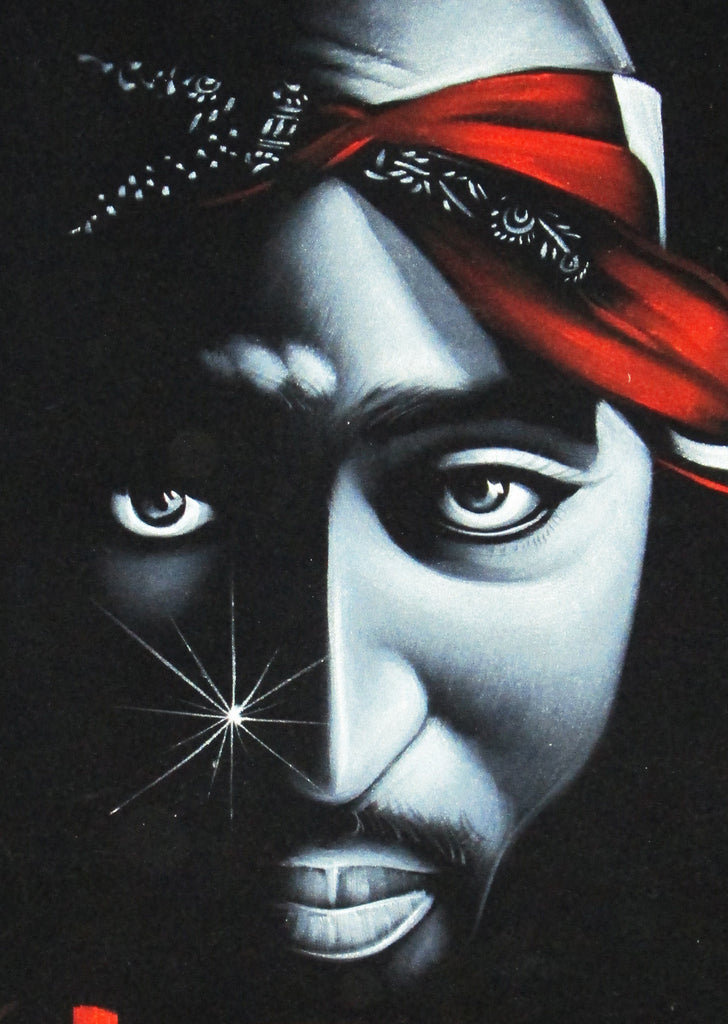 Tupac Shakur portrait; 2Pac ; Original Oil painting on Black
