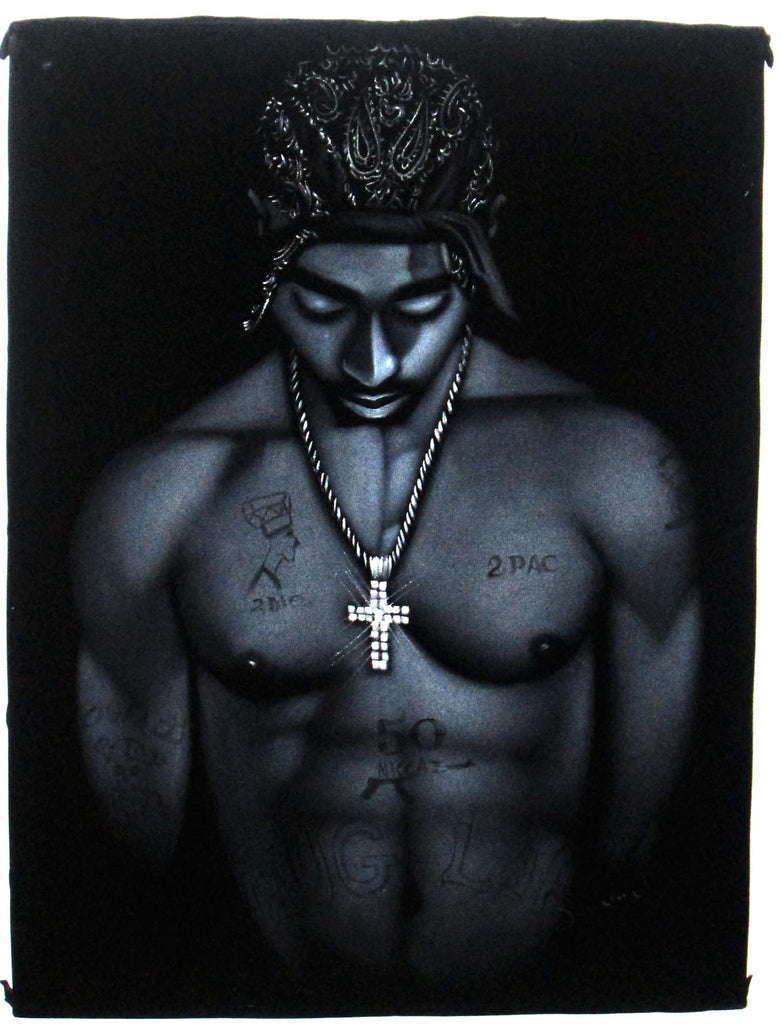 Tupac Shakur portrait; 2Pac ; Original Oil painting on Black