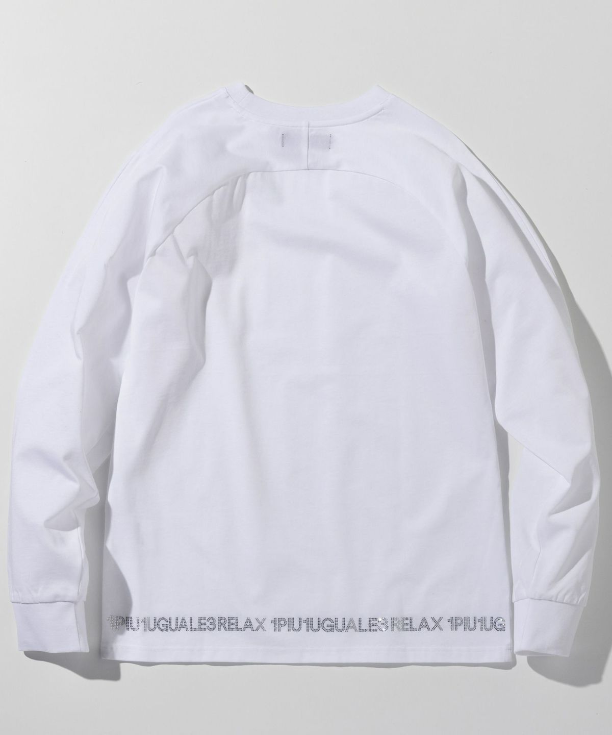 1PIU1UGUALE3 RELAX - ラインストーンヘムシルケットロングTシャツ | T