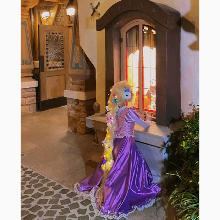 ハロウィン衣装！ラプンツェル 紫ドレス衣装＆金髪ウイッグ付 IUPIII