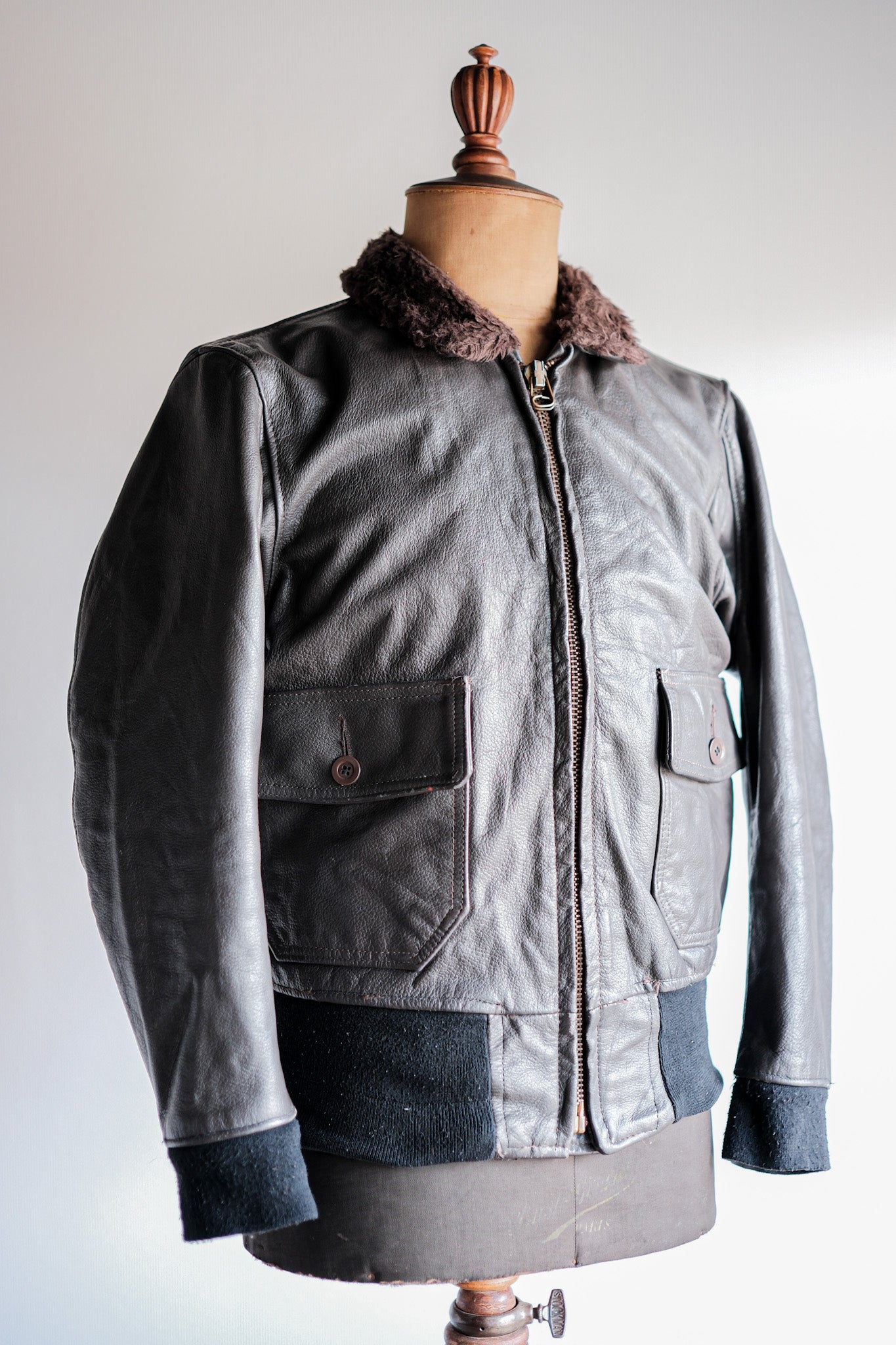 60's】U.S.NAVY G-1 Leather Flight Jacket Size.36