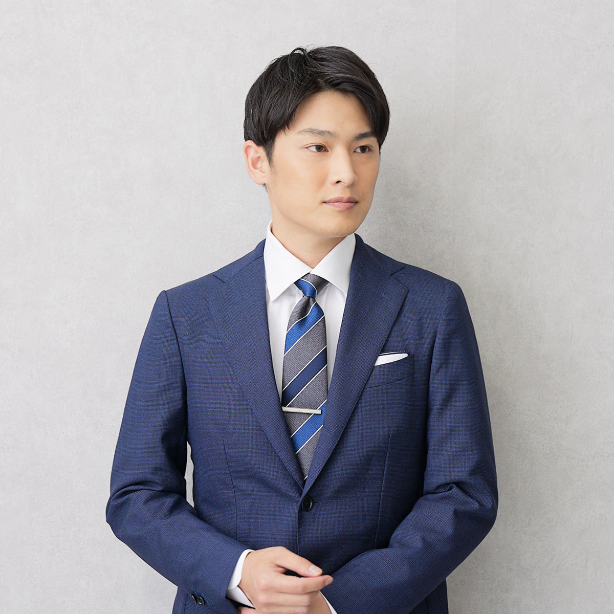 京都丹後産ネクタイ グレーストライプ1 メランジシルク糸使用 – Vita Natur